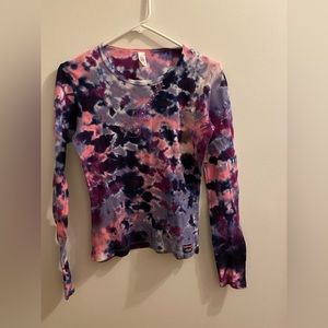 Y2K slim fit tye dye rhinestone guitar long sleeve tee